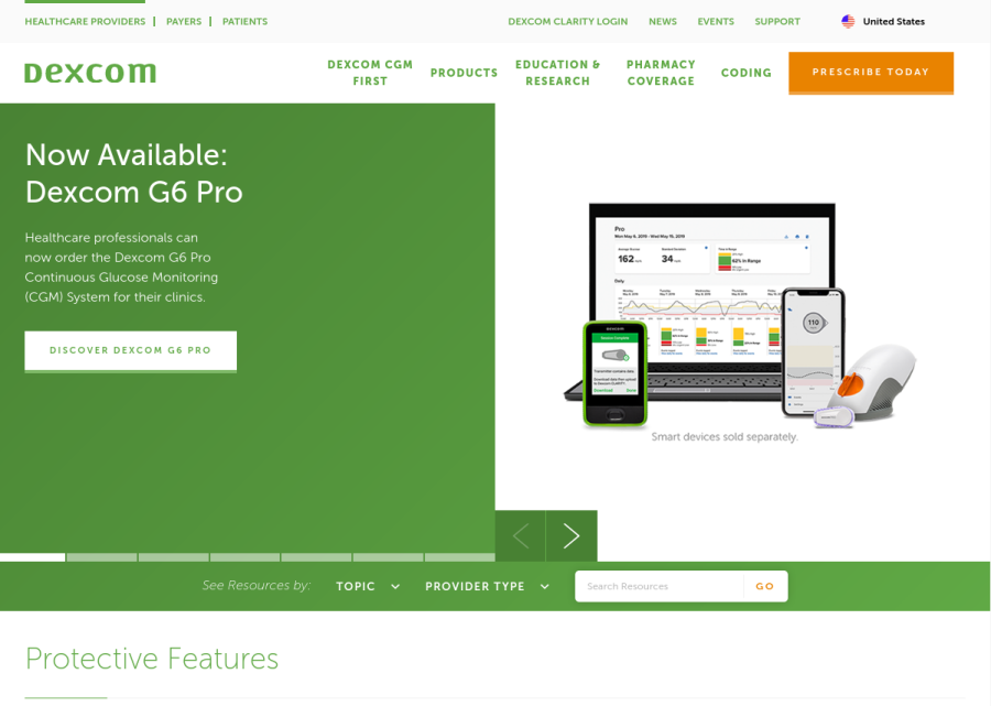 Screenshot of Dexcom Provider Drupal 7 site