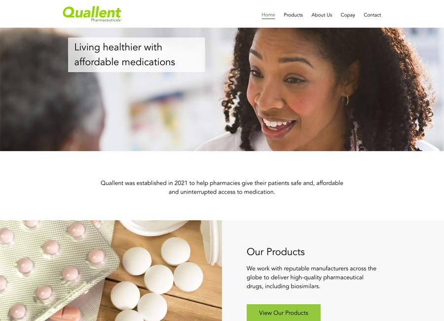 Screenshot of Quallent Pharmaceuticals website